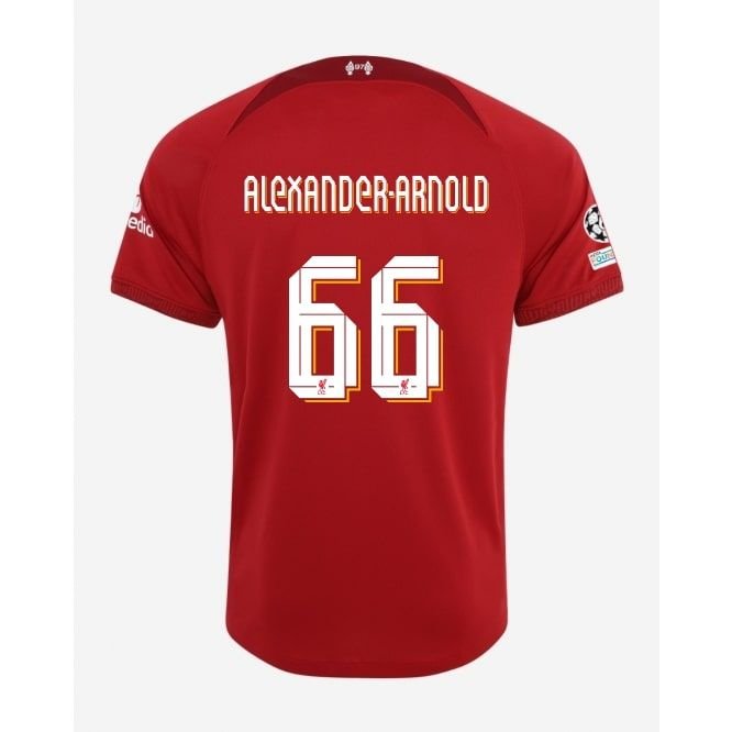Liverpool Hemmatröja 2022/23 ALEXANDER-ARNOLD 66 + Champions League + UEFA Foundation Armmärke