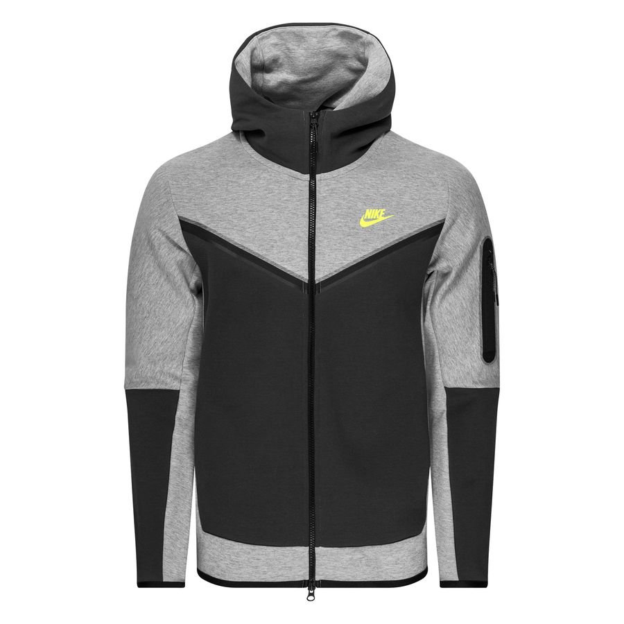 Nike Hættetrøje NSW Tech Fleece FZ - Grå/Grå/Neon
