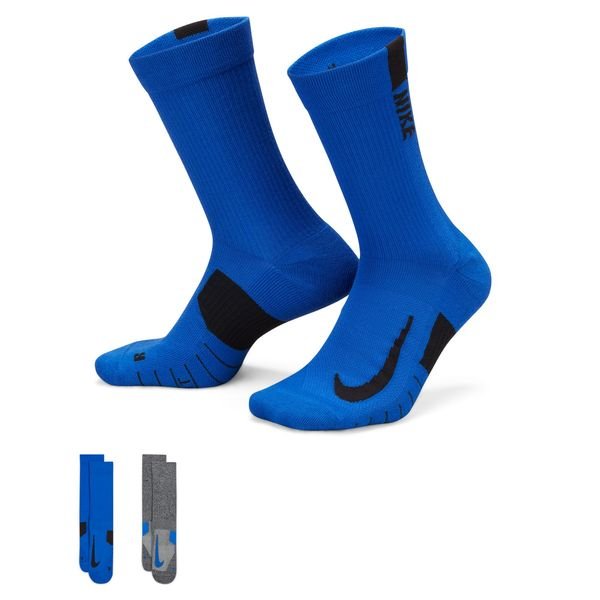 Nike Running Socks Multiplier Crew 2-Pack - Blue/Black/Grey | www ...