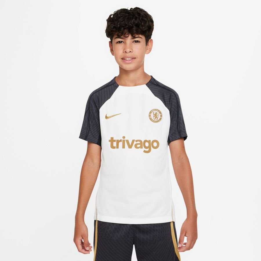 Chelsea Trænings T-Shirt Dri-FIT Strike - Hvid/Guld Børn