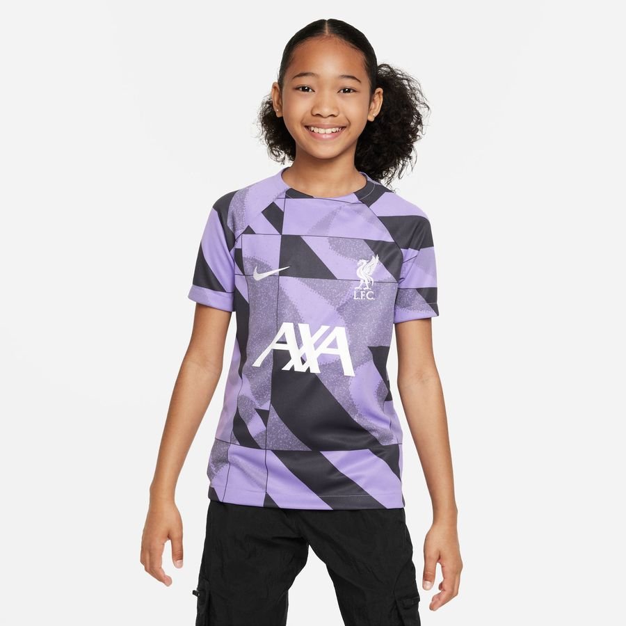Liverpool Trænings T-Shirt Dri-FIT Pre Match - Lilla/Grå/Hvid Børn thumbnail