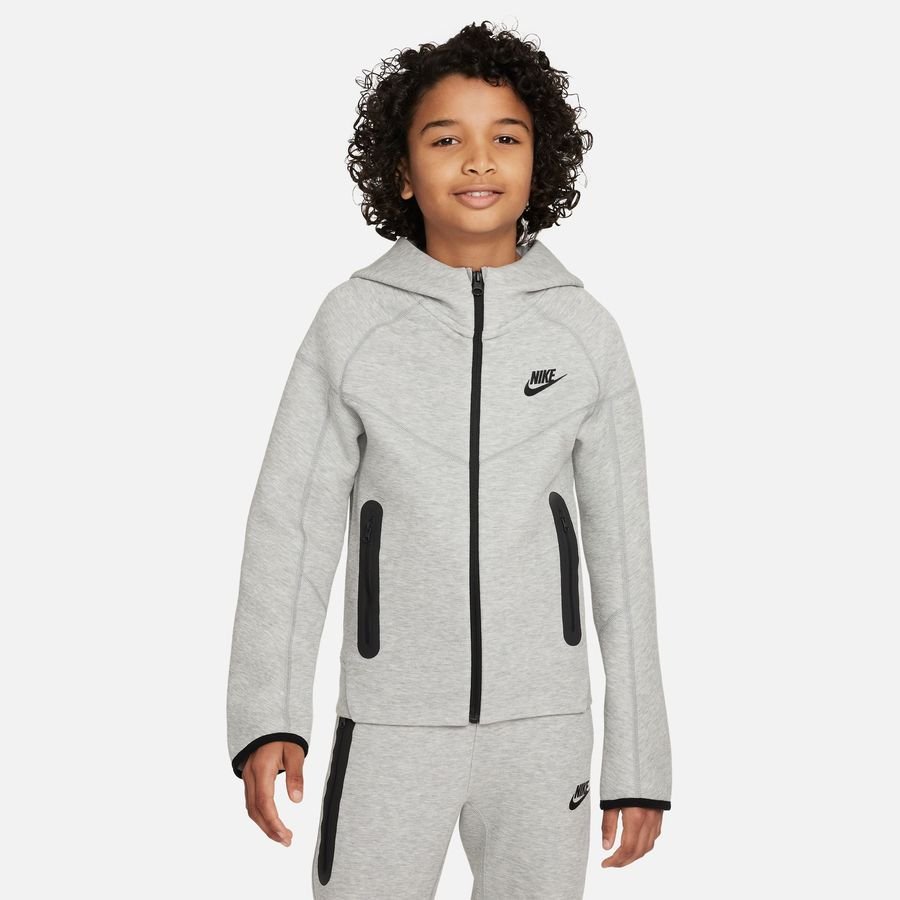 Nike Hættetrøje NSW Tech Fleece - Grå/Sort Børn