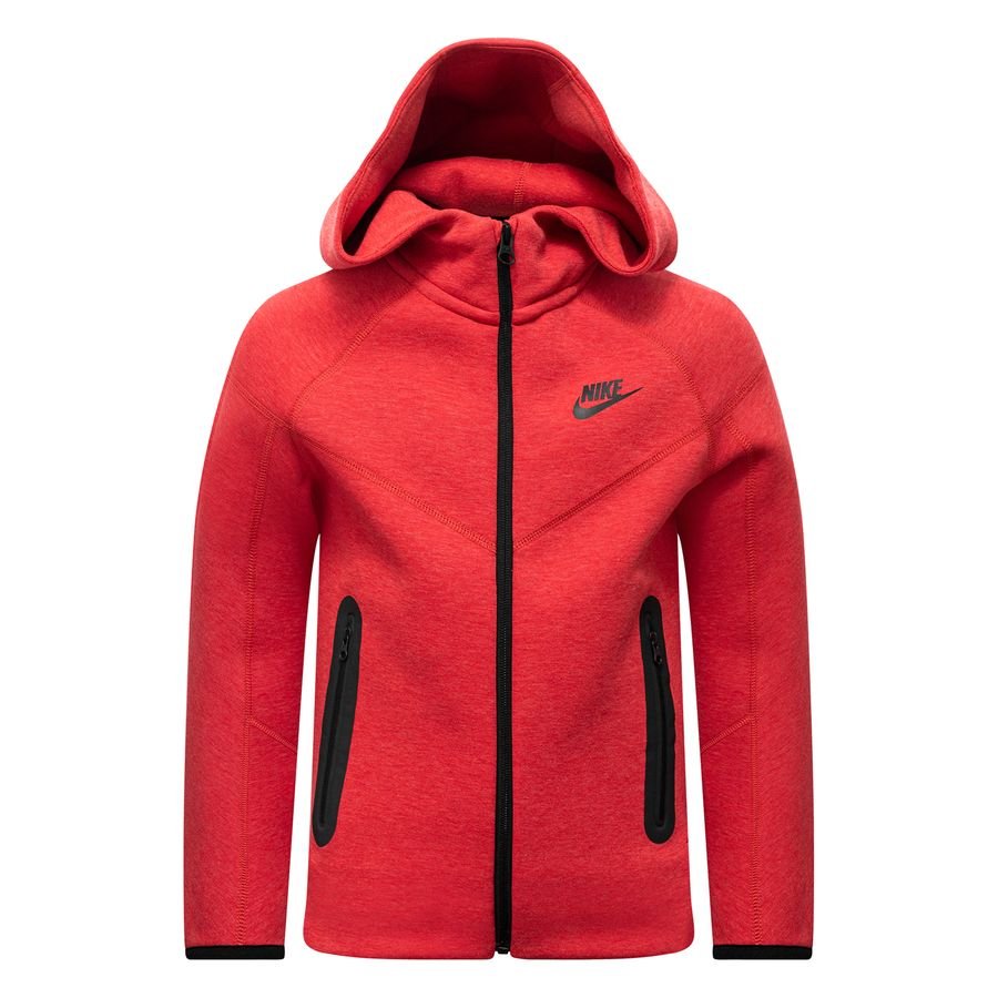 Nike Hættetrøje NSW Tech Fleece - Rød/Sort Børn