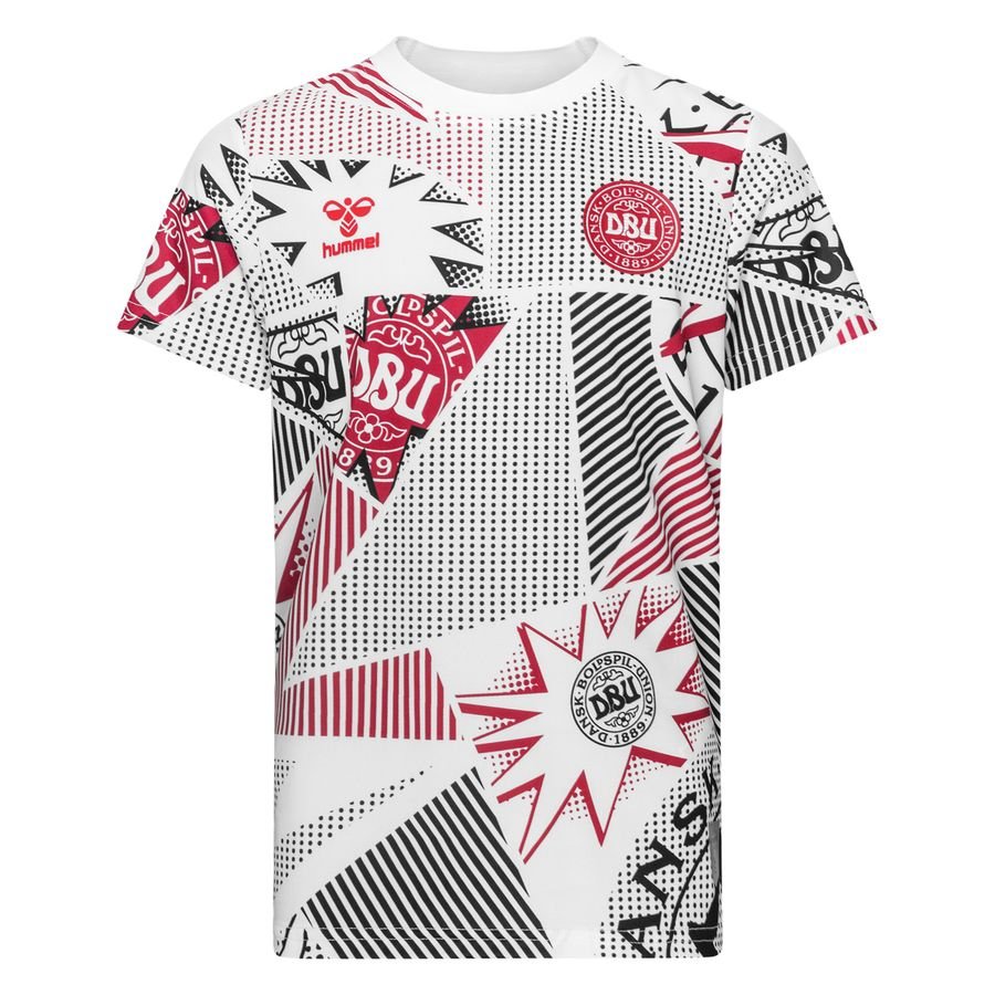 Danmark Tränings T-Shirt Pre Match Women's World Cup 2023 - Vit/Röd/Svart Barn