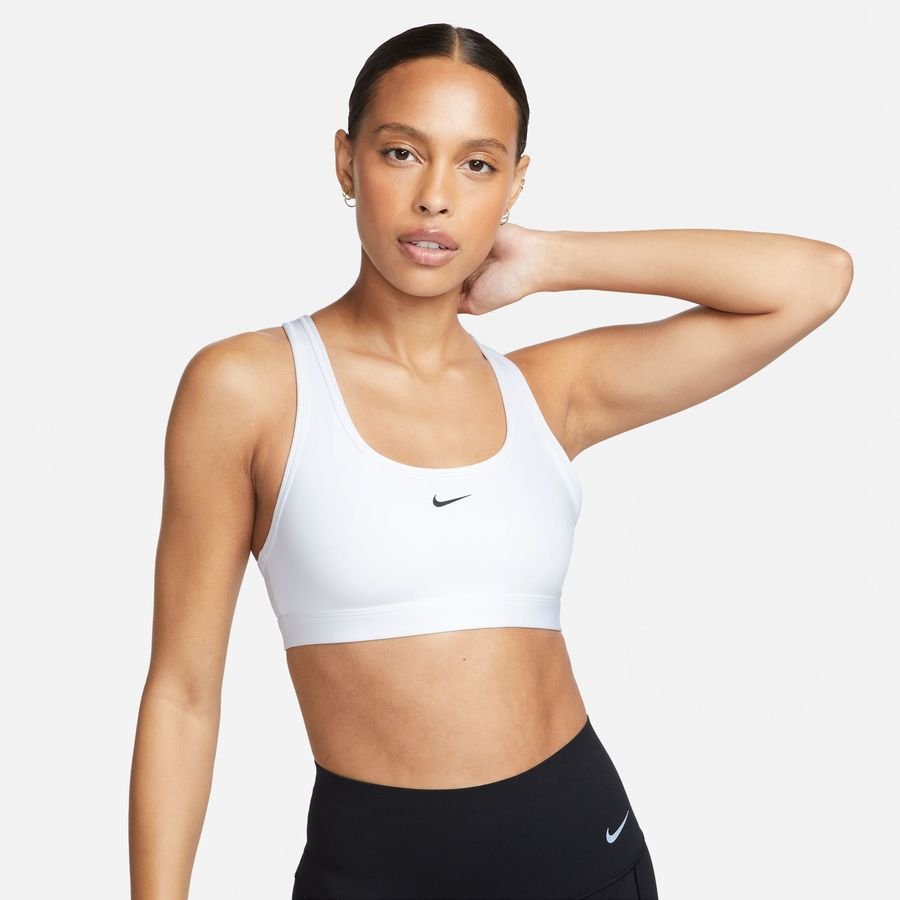Nike Sports BH Swoosh Light Support - Hvid/Sort Kvinde