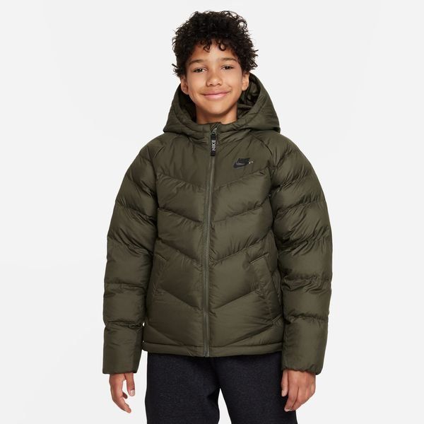synthetic-fill - Nike Cargo Kids Winter Jacket NSW Hooded Khaki/Black