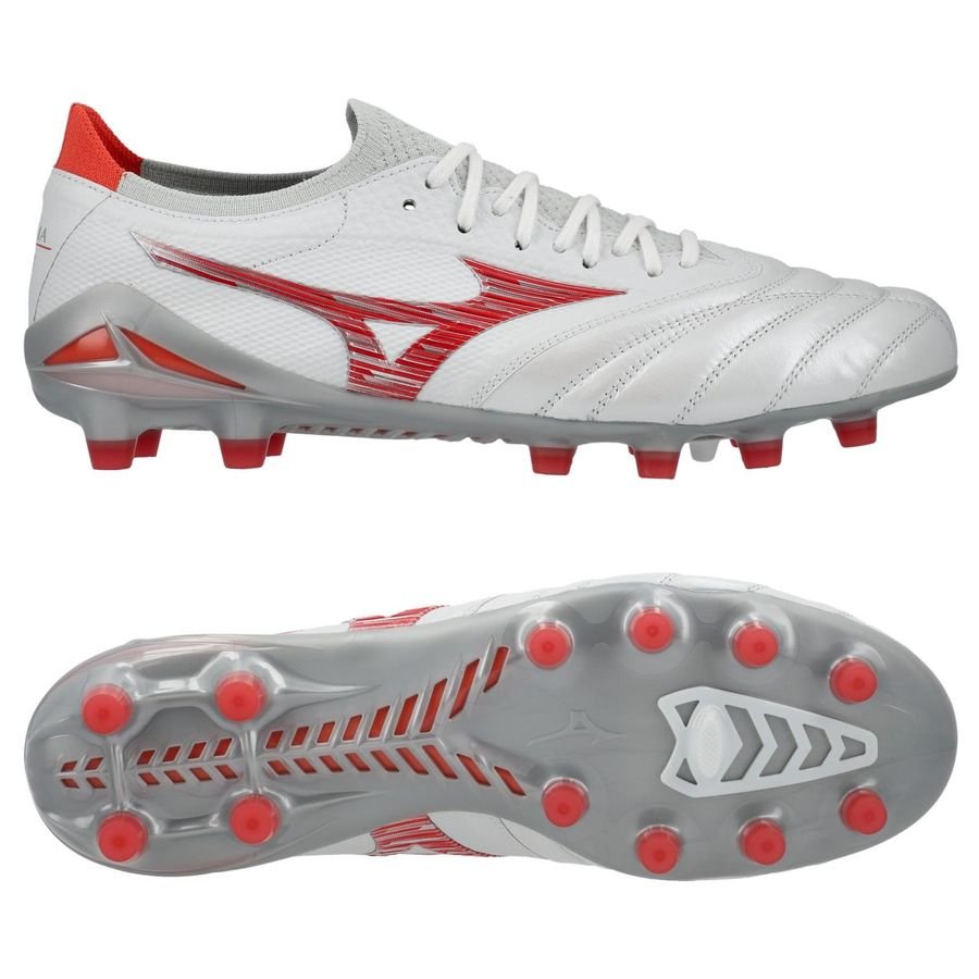 Mizuno Morelia Neo IV Beta Made in Japan FG/AG Charge - Wit/Radiant Red
