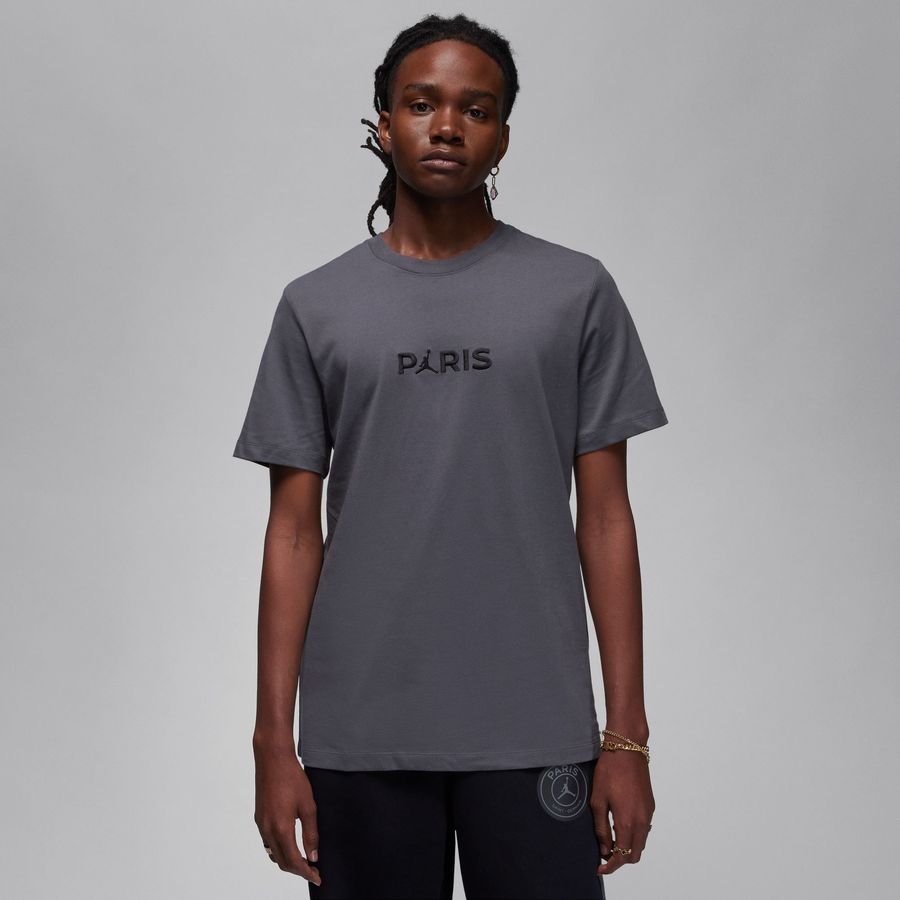 Bilde av Paris Saint-germain T-skjorte Wordmark Jordan X Psg - Grå/sort - Nike, Størrelse ['small']