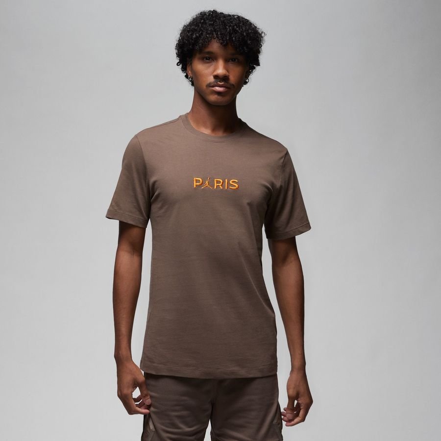 Bilde av Paris Saint-germain T-skjorte Wordmark Jordan X Psg - Brun/oransje - Nike, Størrelse ['medium']