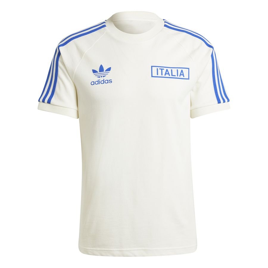 Bilde av Italia T-skjorte Og 3-stripes - Hvit/blå - Adidas Originals, Størrelse Medium