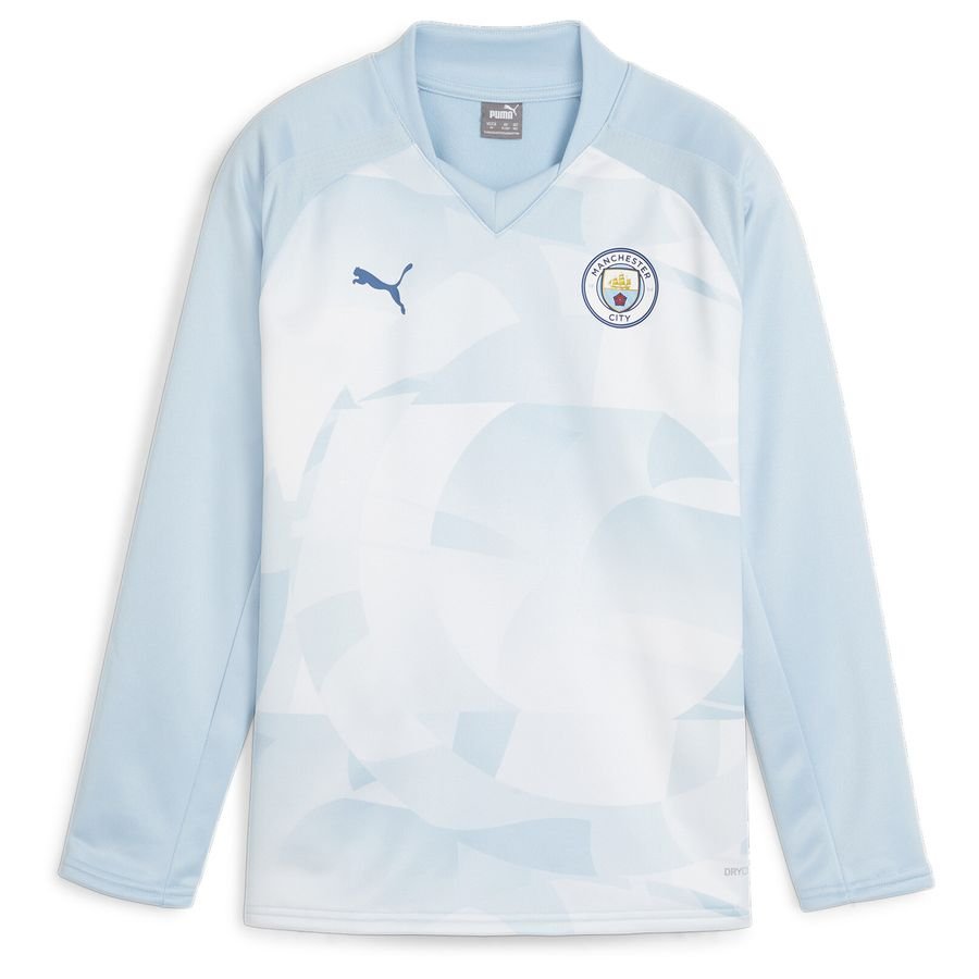 Manchester City Sweatshirt Pre Match - Silver Sky/Blå Lange Ærmer Børn