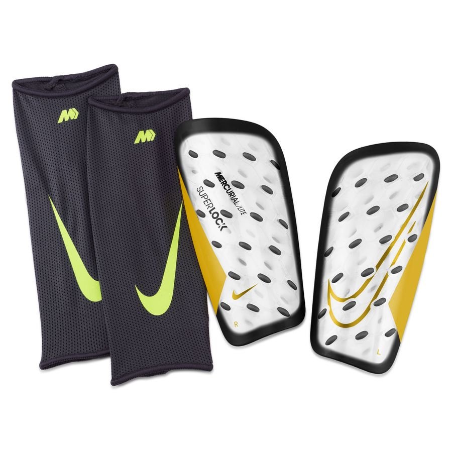 Nike Benskinner Mercurial Lite Superlock Mad Ready - Hvid/Sort/Guld