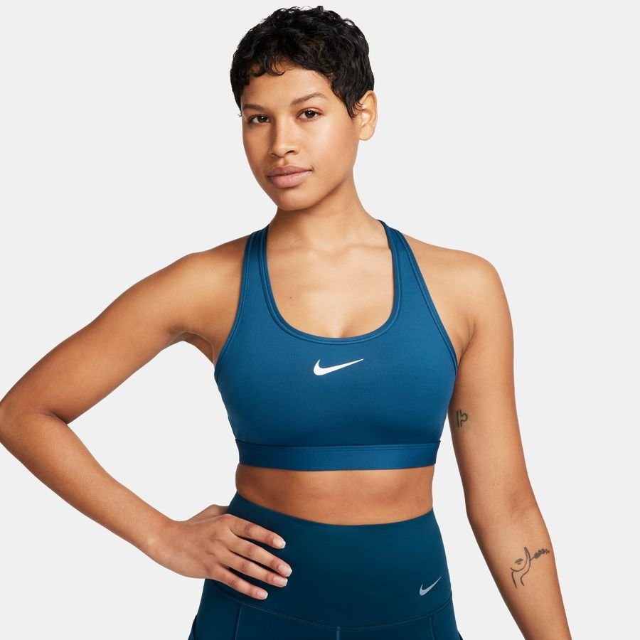 Nike Sports BH Dri-FIT Swoosh - Blå/Hvid Kvinde