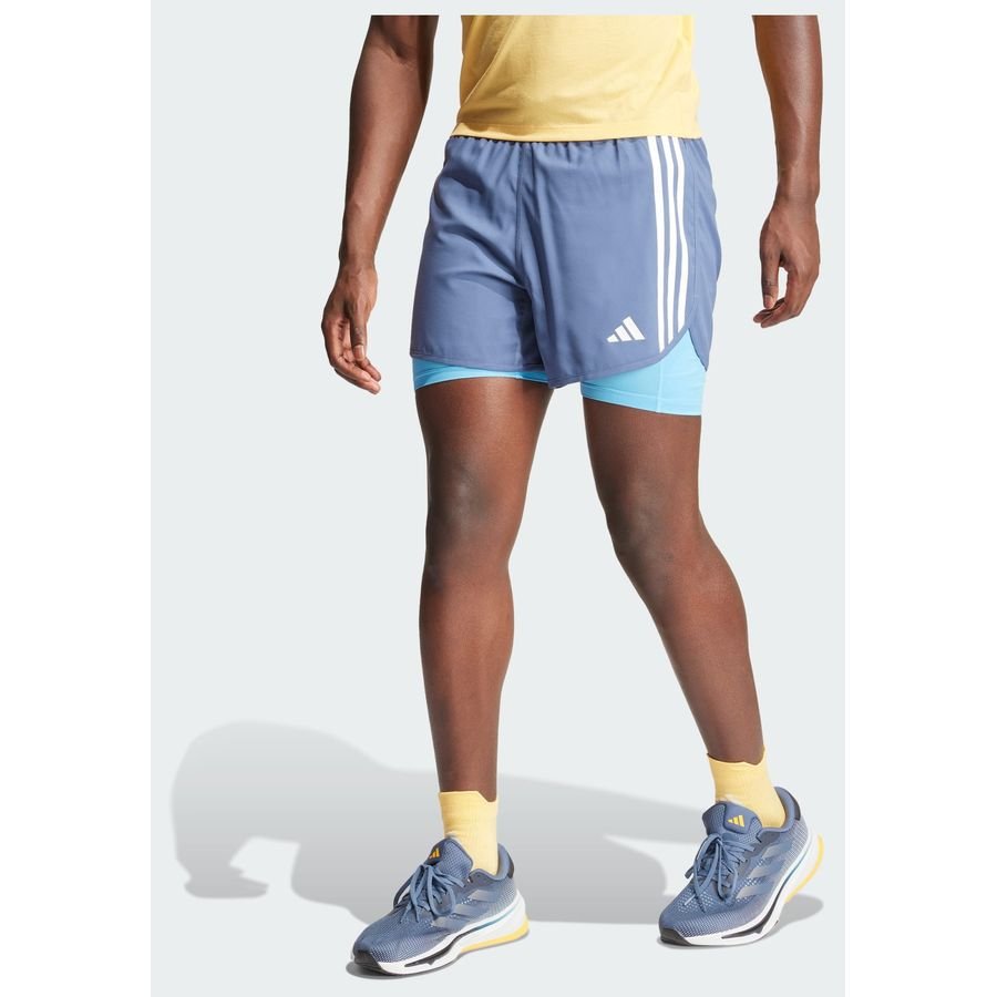 Adidas Own the Run 3-Stripes 2-in-1 shorts