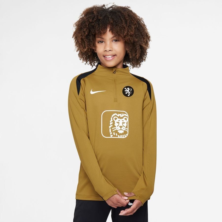 Holland Träningströja Dri-FIT Strike Drill Women's EURO 2025 - Guld Suede/Svart/Vit Barn